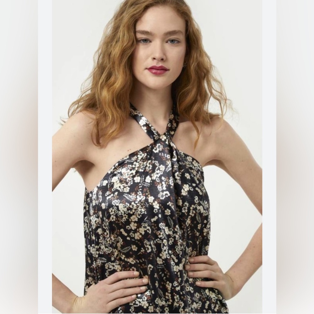 Rebecca Minkoff halter floral satin dress